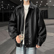 Shelley Jones American Retro Leather Jacket for Men and Women Spring and Automne New Style Handsome Top Top Loose Casual Couple Veste Black L [Recommandé 110-125 Jin [Jin est égal à 0,5 kg]]]