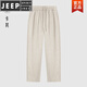 Jeep Spirit100 Leinen Casual Hosen für Männerbaumwollhosen für Sommer lose große Herrenhosen 9-Punkte-Hosen für Männer Khaki [hohe Qualität ausgewählte hochwertige Stoff] 100% Pilling 2xl empfohlenes Gewicht 135 ~ 155jin [Jin gleich 0,5 kg]