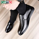 Katile Crocodile Lederschuhe Herrenzehenschicht Cowide Business Casual Schuhe bequeme Soft Sohle mittleren und älteren Schuhe Männer 1503 Schwarz 42