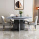 Huaiyin Rock Platte Esstisch mit Plattentisch Haushalt kleine Wohnung Superkristall runder Tisch Moderner einfacher heller Esstisch und Stuhlkombination 880# Kristall Runde Tisch + 6 Beller/Weltraumstuhl 75cm 130*130*