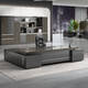 Boss desk and chair combination, high-end office, simple and modern, president computer desk, large board table, manager desk, executive desk, ebony wood + iron gray, 2.6m desk and chair + 2.8m bookcase