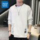 真维斯（JEANSWEST）2024春季新款男士卫衣休闲百搭青年帅气长袖T恤圆领男装假两件 A115-728A2灰色 4XL