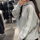 Adidas Siscutirshirt para hombres y mujeres 2024 otoño e invierno Nuevo terciopelo tibio calentado chaqueta con capucha a prueba de viento ji6636 cáñamo mediano gris xl