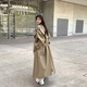 Garnuo Khaki Windbreaker veste pour femmes mi-longueur 2025 printemps et automne Nouveau petit manteau décontracté de style britannique Khaki L [131-150jin [Jin est égal à 0,5 kg]]]