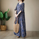 
JIANDANG (JIANDANG) large-size women's summer new round neck print simple bohemian loose long vacation dress 16823 Navy blue and white large size one size [200Jin [Jin equals 0.5 kg] below]