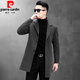 Piercardin autumn and winter new 100% pure wool double-sided wool jacket for men's mid-length windbreaker wool coat ash 2XL