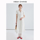 Vega Chang Temperament Kleid für Frauen Sommer 2025 Neues lässiges Festkörper -Farb -Taille -Schlampe und eleganter weißer langer Rock Klavier weiß M.