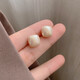 Square earrings for women, new popular retro earrings, light luxury, high-end, elegant, imitation pearl earrings, champagne color 12MM, one pair