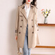Aoduo windbreaker jacket for women 2025 new women's small mid-length spring and autumn coat AT3212 khaki M
