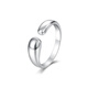 Mengjinyuan PT950 platinum ring, simple plain ring, water drop open ring, platinum birthday gift for girlfriend, size 16 - about 5.45g, ring mouth can be fine-tuned