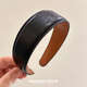 Nanzhi French high-end retro leather letter headband with pressed edge and wide edge for outing heavy industry light luxury hair accessories for women Black-leather c letter headband