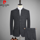 皮尔卡丹（pierre cardin）中山装男青年中华立领西服套装男士中国风唐装中式毛呢外套男针织 6622-深灰-单件上衣 L 175-适合120-130斤