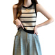 Water Flower New Striped Sling Vest Women's Underwear Slim Underwear Women's Round Collar Knitted Sweet Baseless Sleeveless Sling Top