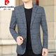 皮尔卡丹（pierre cardin）2024春秋季新款男士西服修身韩版商务正装中年免烫小西装外套 蓝色610 180/XL(135-150斤)