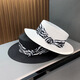 Pengxuan flat top hat for women summer French fashion new straw sun hat seaside sun protection straw hat white M (56-58cm)