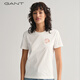 Gant/Gante Nuevas tops para mujeres de moda, versátiles, simples y cómodas concha bordada de color sólido de manga corta Camiseta redonda redonda 671-PINK XL