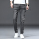 AOSHENGTE pantalones vaqueros elásticos ligeros de lujo de alta gama para hombre otoño e invierno nuevos pantalones casuales rectos pequeños ajustados pantalones de otoño para hombre 719 gris humo 28
