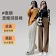 Jingqi (JOYNCLEON) maternity pants spring and autumn styles wear 2025 new wide-leg pants for pregnancy without slimming belly plus velvet maternity clothes winter [high-end European cotton double comfortable] rice apricot color L size