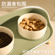 Ceramic cat bowl, pet food bowl, cervical vertebra protection, cat food bowl, dog rice bowl and drinking water bowl, integrated anti-knock over cat water bowl, mint green + placemat, high-legged ceramic double bowls (priority delivery for collection and purchase)