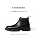 Thom Wills Chelsea Herrenstiefel echte Leder Britische Sommergeschäft Casual Boots Herren -Stiefel Schwarze E831 41 / 7.5 Größe