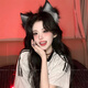 Ellilo Cat Ears Bell Headband Female Pure Desire Cos Fox Ear Plush Headband Wolf Ear Animal Ear Halloween Props Hair Accessory Wolf Ear Headband - Black Gray