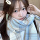 Mei Benwei Scarf Hand Laweven для подруги Palubas Plaid Children Korean 2024 Новая атмосфера Зимняя теплый [корейский ретро-плед] Belle Sea Salt [один размер] милый/универсальный/белый