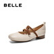 百丽（Belle）博主同款扣带时装玛丽珍鞋女2025春新优雅鞋D3Z1DAQ5 米白 37 (235mm)