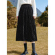 Betu women's winter new skirt elastic waist love velvet embossed skirt women 2411D05 black M