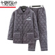 Pajamas modal Hiver pour hommes épaissis épaissis en velours à trois couches Veste en coton corail Velvet Home Clothing Home Set pour les personnes d'âge moyen et les personnes âgées N9921M Velvets de lait gris a amélioré L (100-120jin [Jin est égal à 0,5 kg]))