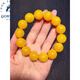 Fat Donglai quality beeswax bracelets chicken oil yellow floating flowers for old boys and girls round beads amber bracelet transfer decoration 16mm diameter floating flower bracelets for men
