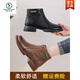Woodpecker genuine leather brown boots 2025 new women's shoes Martin boots soft sole leather shoes plus velvet thick sole autumn and winter middle-aged high-top shoes brown single 37