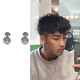 Mansheng American retro earrings for men, niche simple and high-end earrings for men, trendy diamond-encrusted earrings, new style for boyfriend, single black