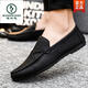 Holzspecker Herrenbohnenschuhe Koreanische Version der geschäftlichen Arbeit lässige Lederschuhe atmungsaktiv und vielseitig ohne Rutsch einstufige Männerschuhe 2025 Spring D826 Black 39 Small