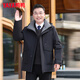 YAYA middle-aged and elderly short down jacket 2024 winter new men's business casual hooded daddy warm jacket HG navy blue L (175)