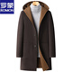 Romon Winter Neuer koreanischer Jugend-Jugend-Doppelseitige Wollmantel Herren mittelgroßer Schulter-Drogen-Kapuze-Wollmantel Schwarz 4xl 195 [Empfohlen 175-185jin [Jin ist gleich 0,5 kg]]