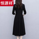 Hengyuanxiang Frühlings- und Herbst kleiner 2025 neues langärmeliges Kleid mit hüftgerüßem Fashion Ladies Temperament Big Black Rock mit langärmeliger schwarzer 4xl-Empfehlung (150-165jin [Jin gleich 0,5 kg]))