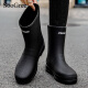 Soogree Regenstiefel nicht rutschfeste wasserdichte mittel- und hohe Röhrchen Regenstiefel im Freien im Freien im Freien, resistente Regenfeste erwachsene Wasserschuhe Männer und Frauen Universal Black Black 260mm Größen 41-42