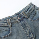 BASICHOUSE/Baijiahao Retro Washed Jeans Women's 2024 Summer New Heavy Industry Casual Straight Pants Nostalgic Blue S