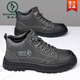Woodpecker men's shoes 2025 autumn new leather Martin boots men's high top thick sole outdoor sports casual shoes business work shoes new 8065 gray 38