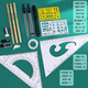 Dile multi-function rotary drawing ruler Mathematical geometric drawing circle protractor Triangle ruler Parallel ruler Student creative drawing tools Stationery [Primary school version] 2694 Engineering drawing ruler 16-piece set 2655 Transparent box