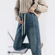 Bonaling maternity pants wears jeans, loose drawstring dad pants, Harun wide-leg pants, small casual pregnancy suit, maternity pants [drawstring style] XL code 120Jin [Jin equals 0.5 kg]-135Jin [Jin equals 0.5 kg]