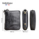 RollsMinjor genuine leather wallet men's short vertical handmade vegetable tanned head layer cowhide retro zipper wallet middle-aged and youth gift box Coffee color 9*2.5*12CM
