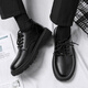 Oren Woodpecker Suit Leather Shoes Men's Spring British Style Business Suit Students Increased Casual Soft Sole Waterproof Black Big Toe Shoes Black 40