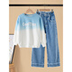 
Yoyo one (Yoyo one) girls early spring suit children 2025 new autumn clothes fashionable sweatshirt big children spring and autumn casual children's clothing girl 13042 blue + 4882 white 130cm