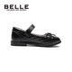 Belle Children's Shoes Girls Black Leather Shoes Spring and Autumn Soft Soled Children's Student Shoes Middle-aged Children's Performance Shoes Black 33
