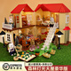 Senebeer Family Forest Family Lighting Villa Big House Girl spielen Haus Simulation Villa Kinder Set Spielzeug beleuchten Villa mit Raum + 11 Möbel 22 Puppen 5 Lichter