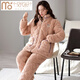Modal tall coral velvet cotton pajamas for women in winter three-layer thickened velvet home clothes flannel warm set MFB12244 women L