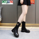 卡帝乐鳄鱼（CARTELO）内增高马丁靴女中筒2025新款厚底小个力靴冬季真皮长靴瘦瘦靴 高筒(单内里) 6627无拉链 37