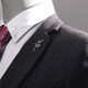 ANST老凤凰金店款绅士男性领针简约金属花朵衬衫衣领复古小胸针时尚西 小花瓣银色