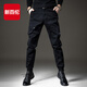 新百伦春秋季高端工装休闲裤男宽松大码男士潮牌哈伦直筒束脚裤子男 黑色 常规 3XL (适合175-190斤)